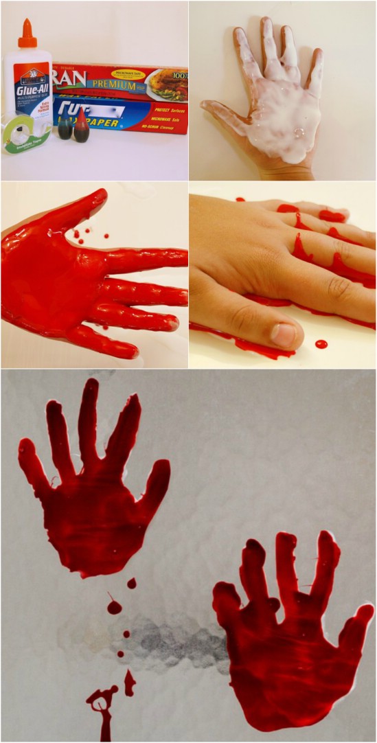 DIY hand print Bloody Window Clings