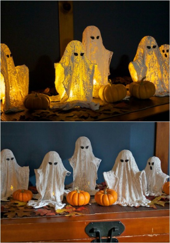 Glowing Ghosts diy halloween party decorations