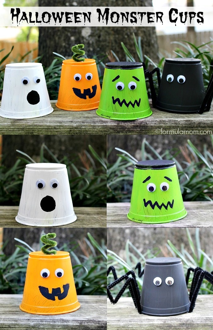 Halloween Crafts Kids Monster Cups