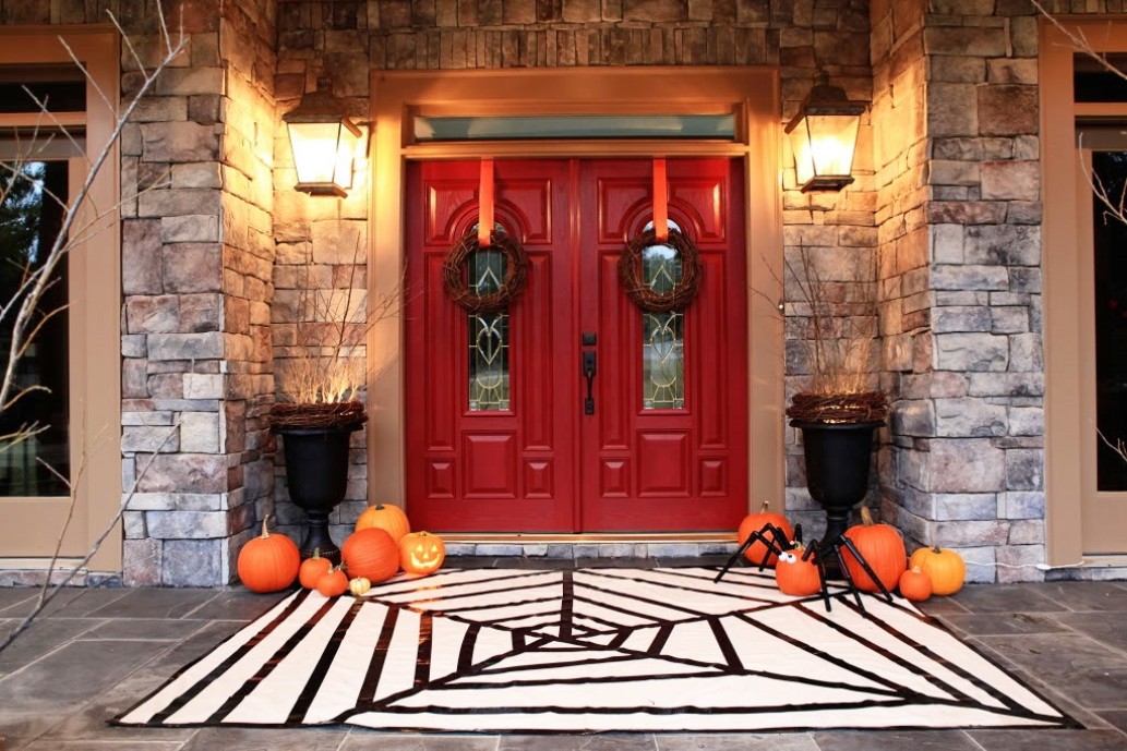 Halloween Red Door Front Porch Decorations
