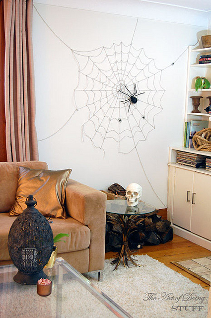 Halloween Spiderweb Living Room Wall