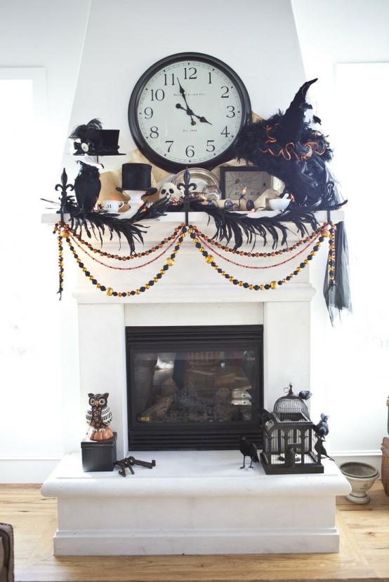Vintage Halloween fireplace