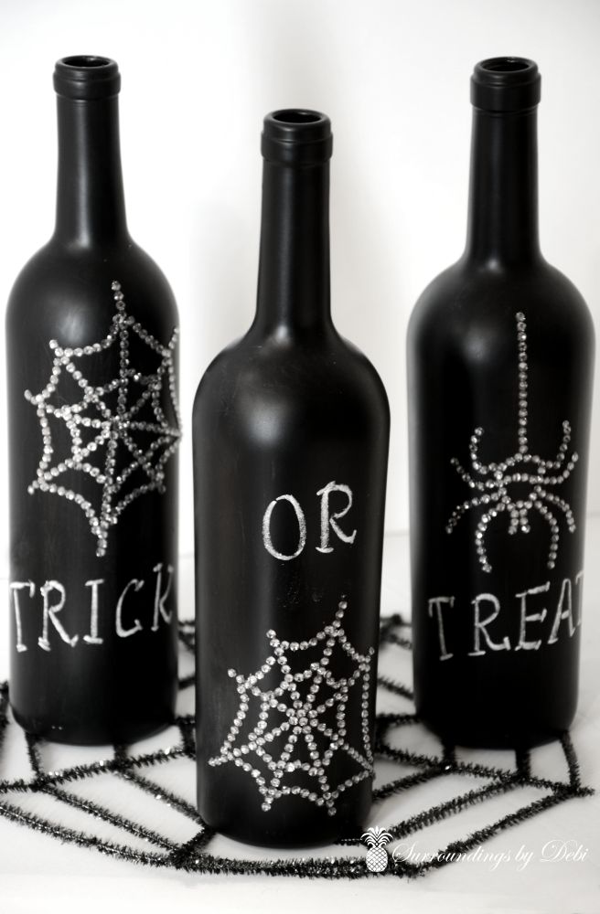 Wine Bottles on Spider Web