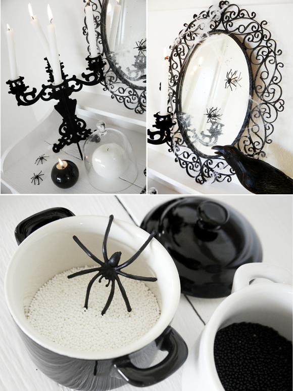 black white halloween party ideas decor