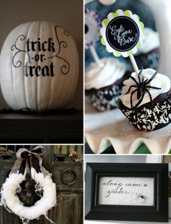 elegant black & white halloween decorations