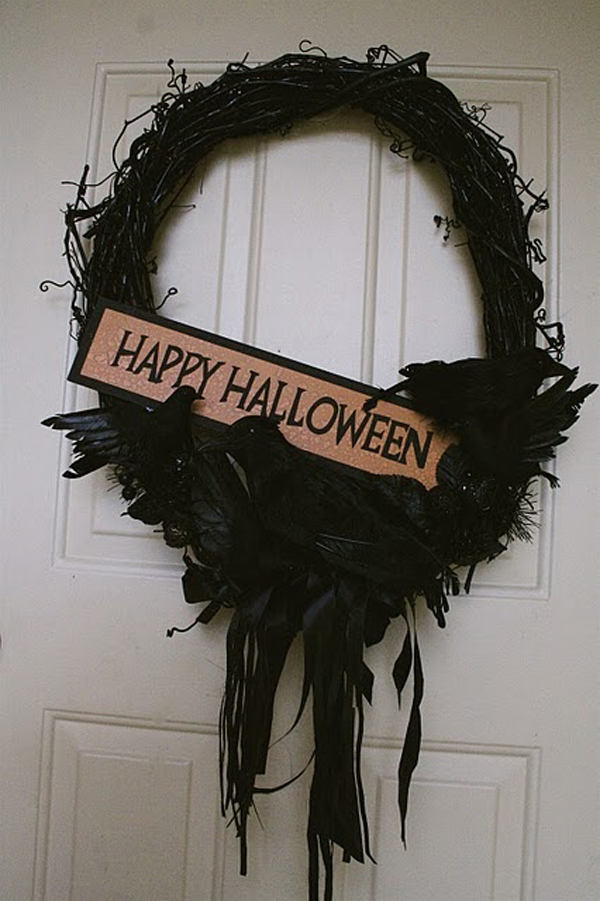 black crows halloween wreath