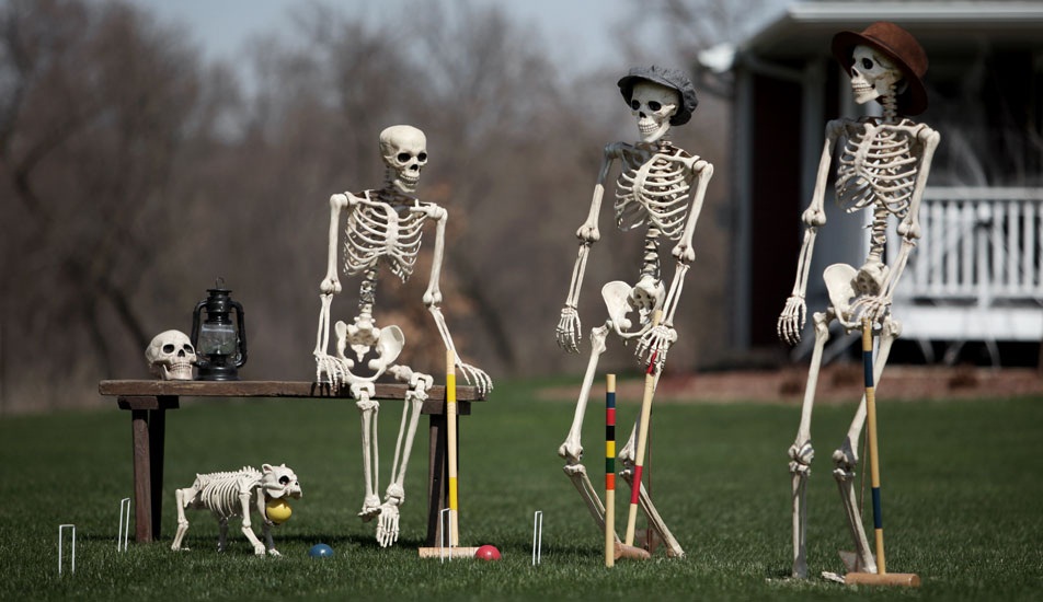 skeleton croquet scene
