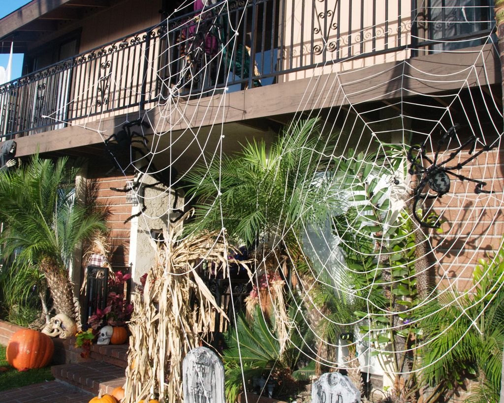 yard halloween decor ideas black spiders