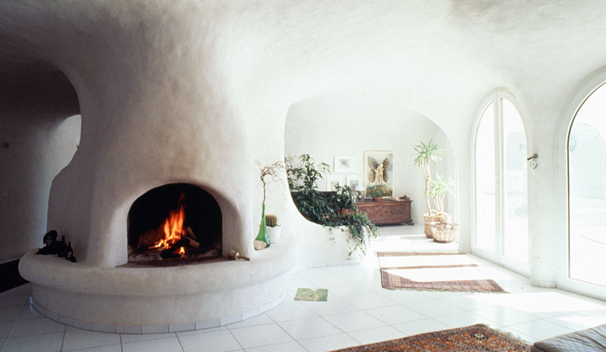 earth houses fireplace design