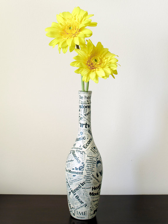 content upcycled wine bottle vase