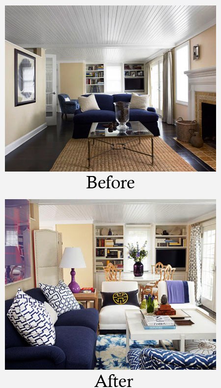 living room renovation before and after