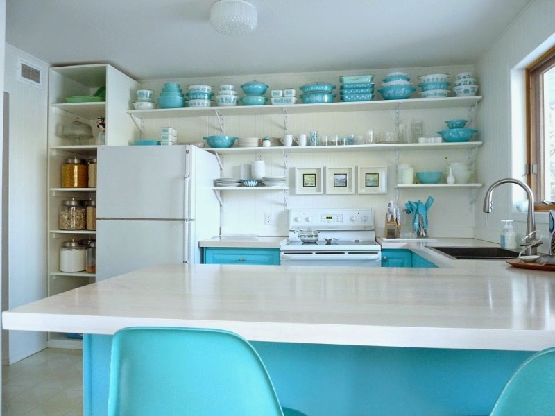 Use glass made shelves in the kitchen