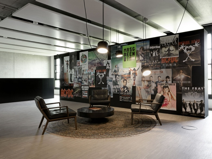 Decorative office walls with posters of movies