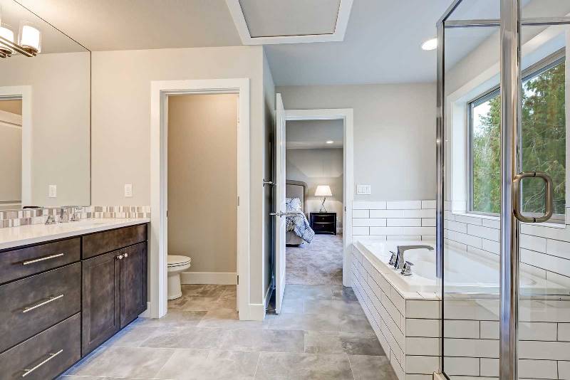Gorgeous Bathroom Interior Boasts Drop-in Tub