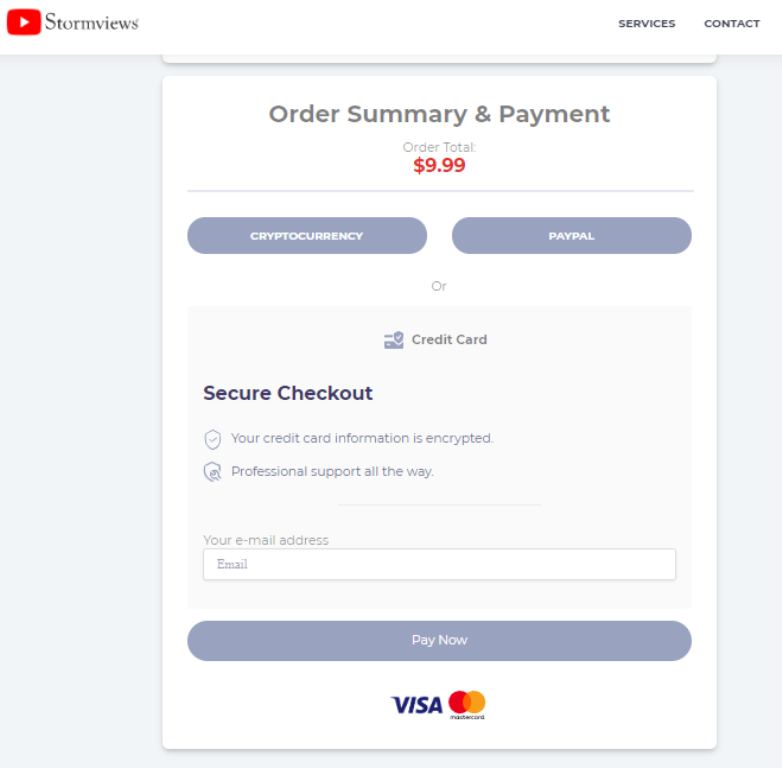 Order Summary and Payment page