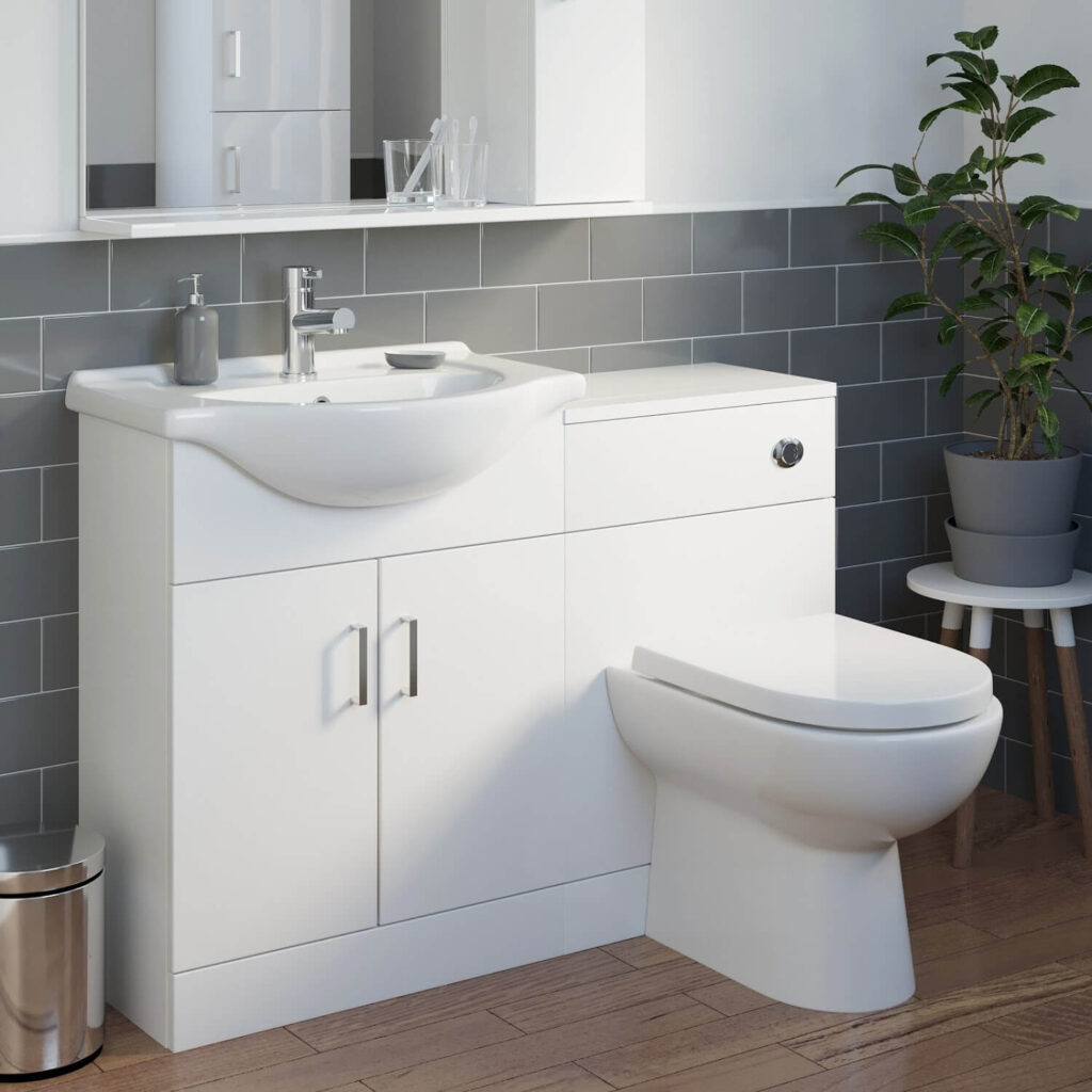 Affine 2 in 1 Toilet Basin Combo Combined Toilet WC & Sink Space Saving Cloakroom Unit 
