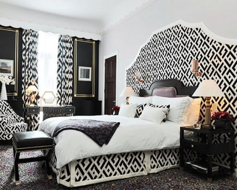black and white bedroom interior design
