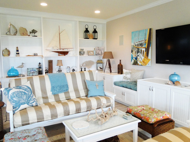 cottage beach house rustic decor - Beach Style Living Room Ideas