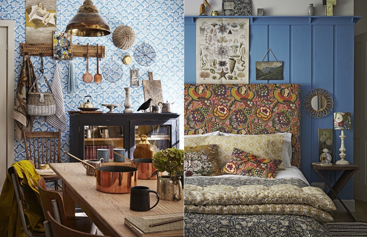 Blue Bohemian Interior Design With Vintage Style