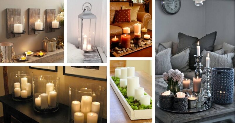 living room decorate with candles